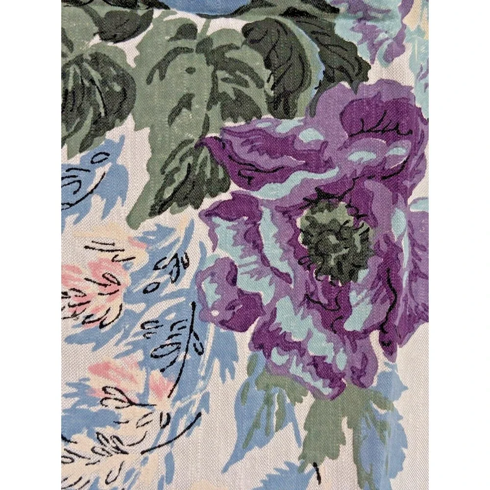 Vintage Mid-Century Home Décor Romantic Floral Fabric‎ Purple Blue Pink 24